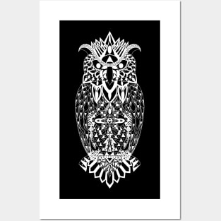 mr owl the wisdom night bird ecopop Posters and Art